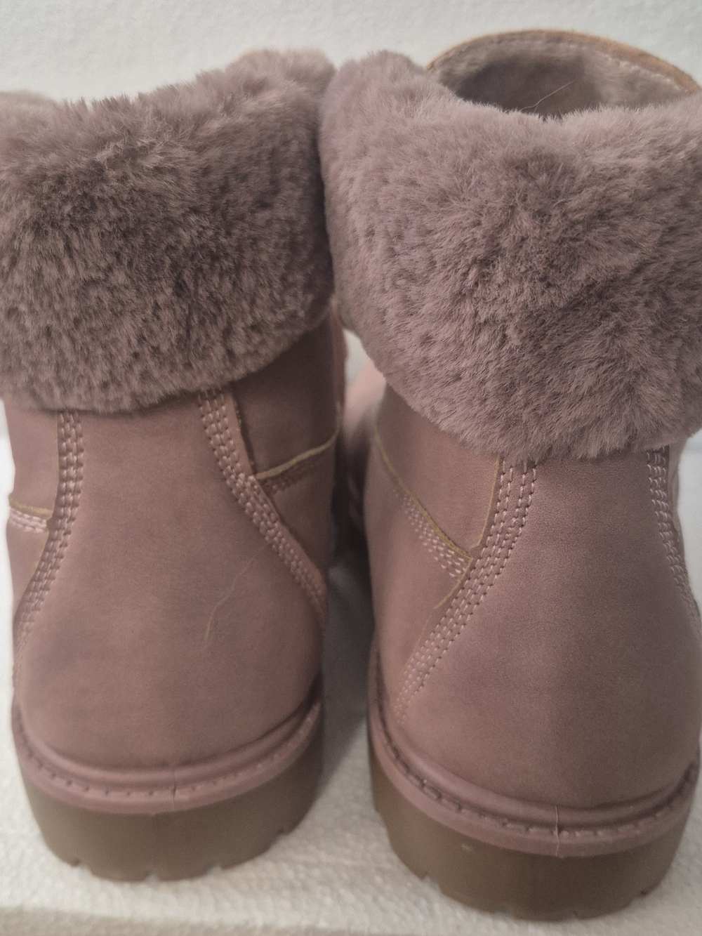 Streetwear Society Blush Pink Faux-Fur Lace-Up Ankle Boots Fall/Sping - Picture 4 of 9